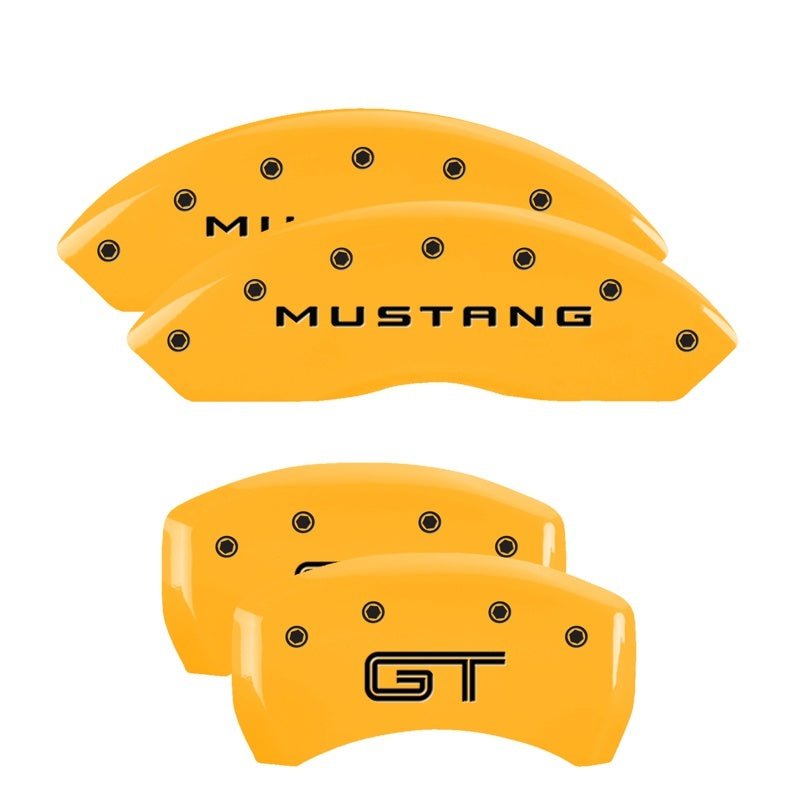 MGP - MGP 4 Caliper Covers Engraved Front 2015/Mustang Engraved Rear 2015/GT Red finish silver ch - Demon Performance