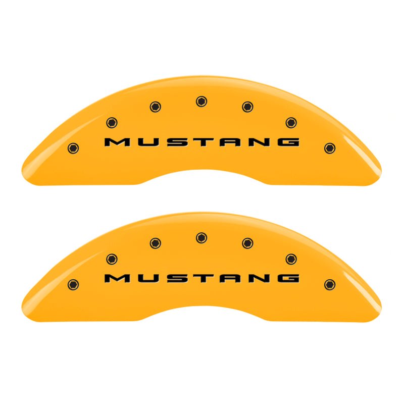 MGP - MGP 4 Caliper Covers Engraved Front 2015/Mustang Engraved Rear 2015/GT Yellow finish black ch - Demon Performance