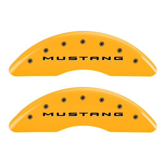 MGP - MGP 4 Caliper Covers Engraved Front 2015/Mustang Engraved Rear 2015/GT Yellow finish black ch - Demon Performance
