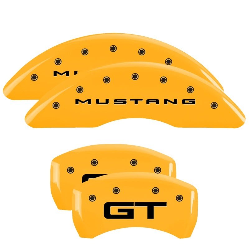 MGP - MGP 4 Caliper Covers Engraved Front 2015/Mustang Engraved Rear 2015/GT Yellow finish black ch - Demon Performance