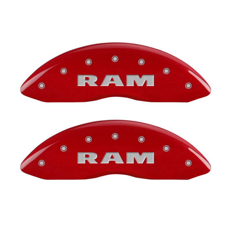 MGP - MGP 4 Caliper Covers Engraved Front RAM Engraved Rear RAMHEAD Red finish silver ch - Demon Performance