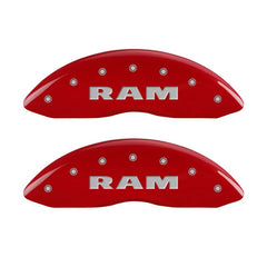 MGP - MGP 4 Caliper Covers Engraved Front RAM Engraved Rear RAMHEAD Red finish silver ch - Demon Performance
