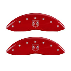 MGP - MGP 4 Caliper Covers Engraved Front RAM Engraved Rear RAMHEAD Red finish silver ch - Demon Performance