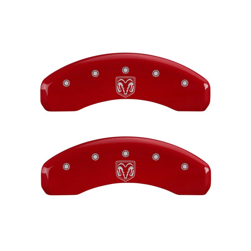 MGP - MGP 4 Caliper Covers Engraved Front RAM Engraved Rear RAMHEAD Red finish silver ch - Demon Performance