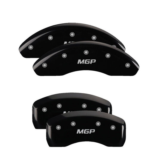 MGP - MGP 4 Caliper Covers Engraved Front & Rear MGP Black finish silver ch - Demon Performance