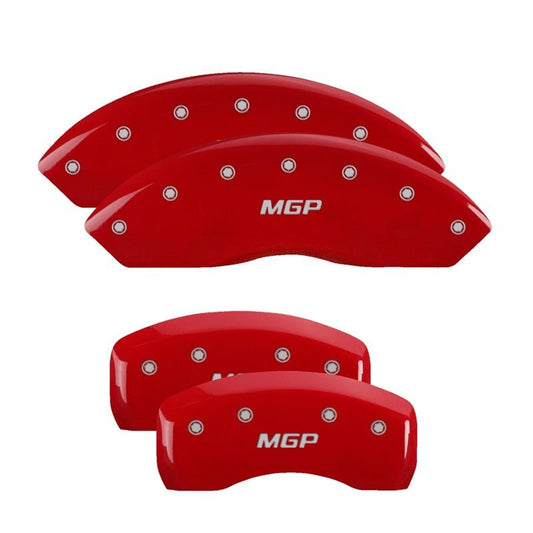 MGP - MGP 4 Caliper Covers Engraved Front & Rear MGP Red finish silver ch - Demon Performance