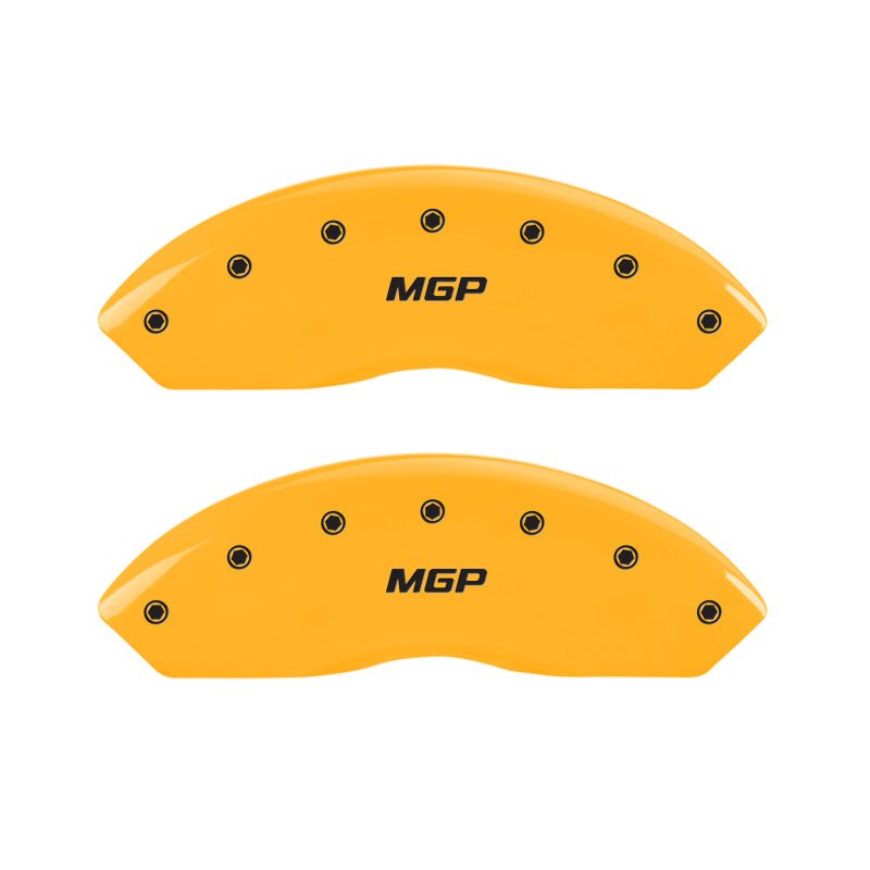 MGP - MGP 4 Caliper Covers Engraved Front & Rear MGP Yellow finish black ch - Demon Performance