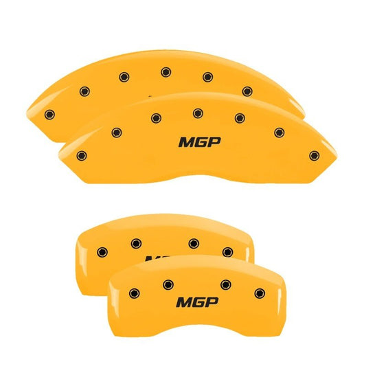MGP - MGP 4 Caliper Covers Engraved Front & Rear MGP Yellow finish black ch - Demon Performance