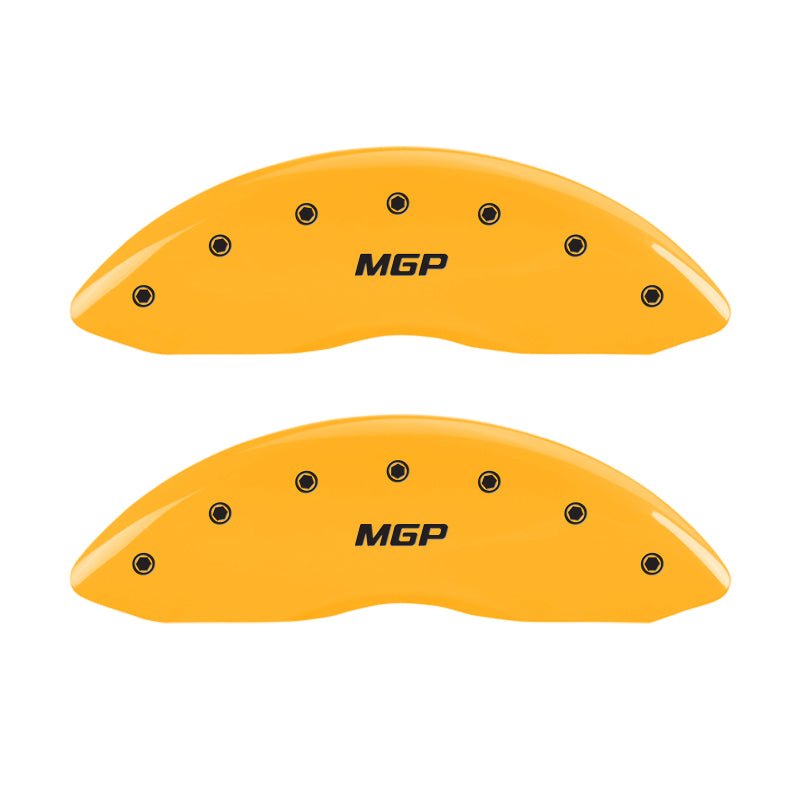 MGP - MGP 4 Caliper Covers Engraved Front & Rear MGP Yellow finish black ch - Demon Performance
