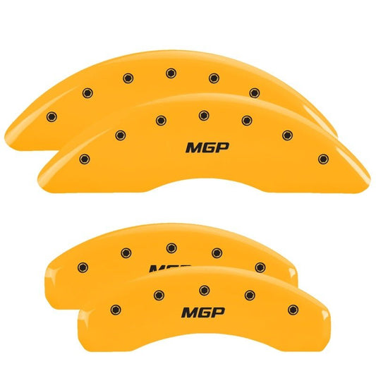MGP - MGP 4 Caliper Covers Engraved Front & Rear MGP Yellow Finish Black Char 2018 Nissan Titan XD - Demon Performance