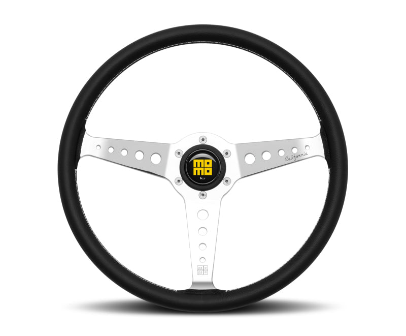 MOMO - Momo California Steering Wheel 360 mm - Black Leather/White Stitch/Pol Spokes - Demon Performance