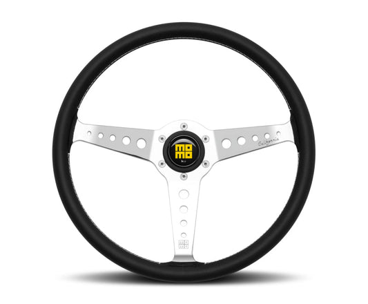 MOMO - Momo California Steering Wheel 360 mm - Black Leather/White Stitch/Pol Spokes - Demon Performance