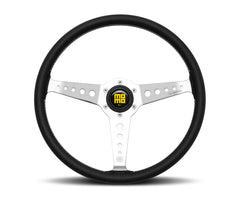 MOMO - Momo California Steering Wheel 360 mm - Black Leather/White Stitch/Pol Spokes - Demon Performance