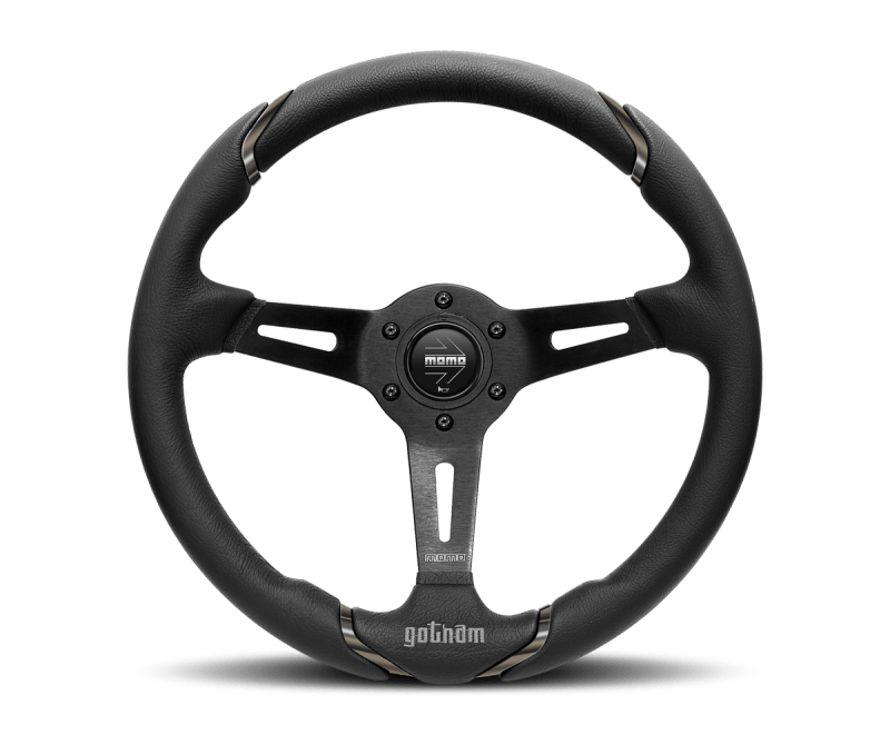 MOMO - Momo Gotham Steering Wheel 350 mm - Black Leather/Black Spokes - Demon Performance