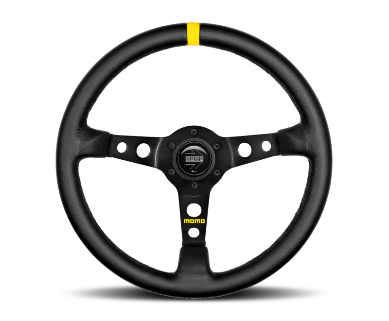 MOMO - Momo MOD07 Steering Wheel 350 mm - Black Leather/Black Spokes/1 Stripe - Demon Performance