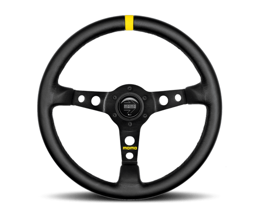 MOMO - Momo MOD07 Steering Wheel 350 mm - Black Leather/Black Spokes/1 Stripe - Demon Performance