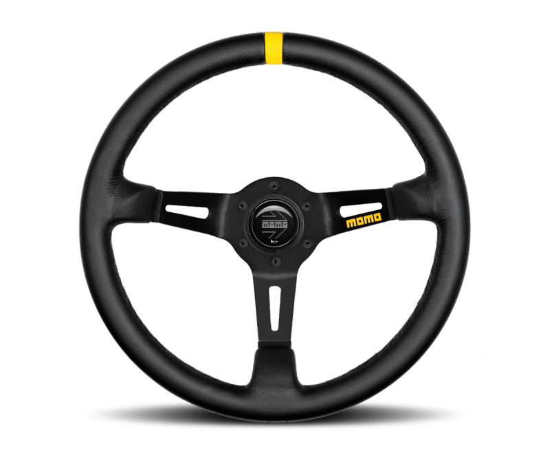 MOMO - Momo MOD08 Steering Wheel 350 mm - Black Leather/Black Spokes/1 Stripe - Demon Performance
