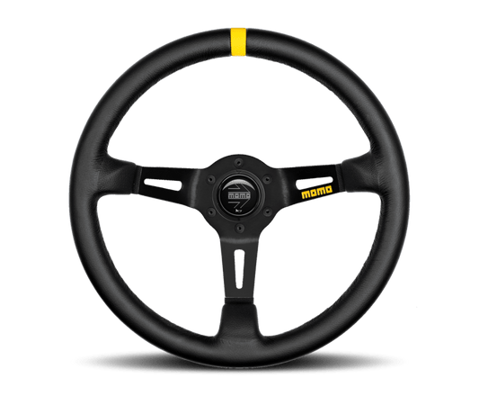 MOMO - Momo MOD08 Steering Wheel 350 mm - Black Leather/Black Spokes/1 Stripe - Demon Performance
