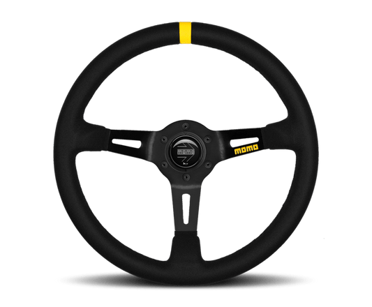 MOMO - Momo MOD08 Steering Wheel 350 mm - Black Suede/Black Spokes/1 Stripe - Demon Performance