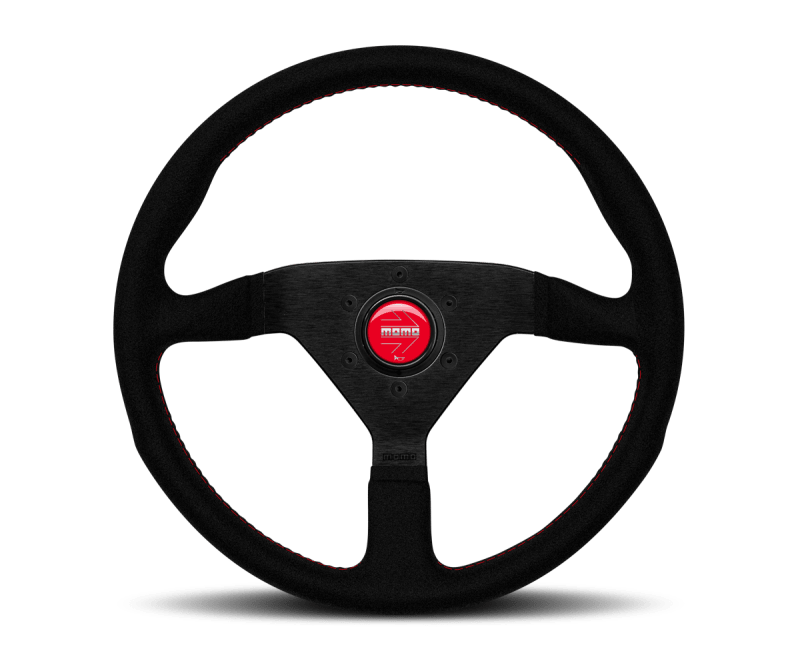 MOMO - Momo Montecarlo Alcantara Steering Wheel 320 mm - Black/Red Stitch/Black Spokes - Demon Performance