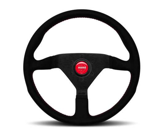 MOMO - Momo Montecarlo Alcantara Steering Wheel 320 mm - Black/Red Stitch/Black Spokes - Demon Performance