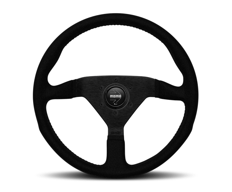 MOMO - Momo Montecarlo Alcantara Steering Wheel 350 mm - Black/Black Stitch/Black Spokes - Demon Performance