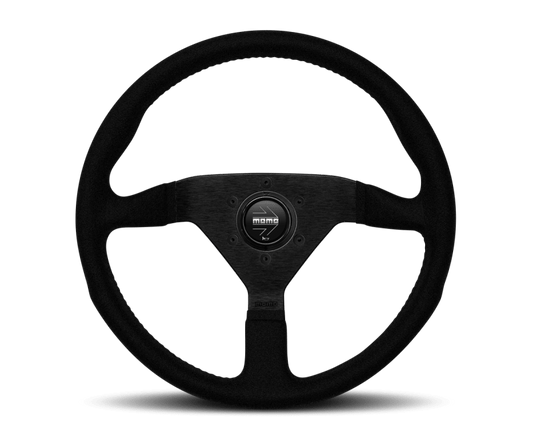 MOMO - Momo Montecarlo Alcantara Steering Wheel 350 mm - Black/Black Stitch/Black Spokes - Demon Performance
