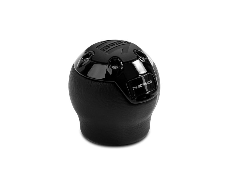 MOMO - Momo Nero Shift Knob - Black Leather, Black Chrome Insert, with Reverse Lockout - Demon Performance