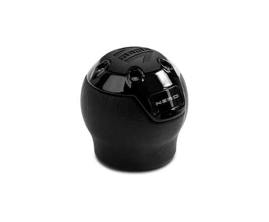 MOMO - Momo Nero Shift Knob - Black Leather, Black Chrome Insert, with Reverse Lockout - Demon Performance