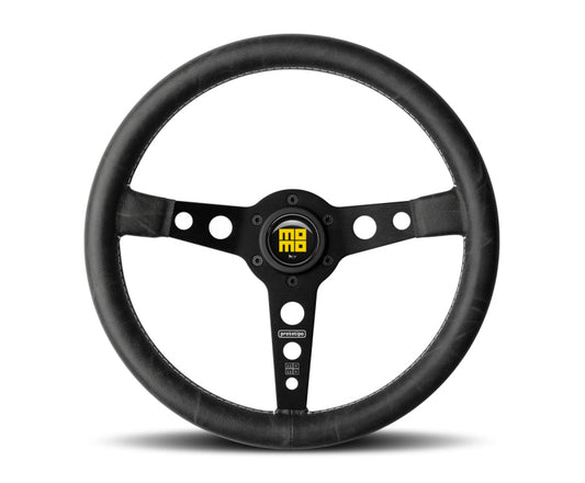 MOMO - Momo Prototip Heritage Steering Wheel 350 mm - Black Leather/White Stitch/Black Spokes - Demon Performance