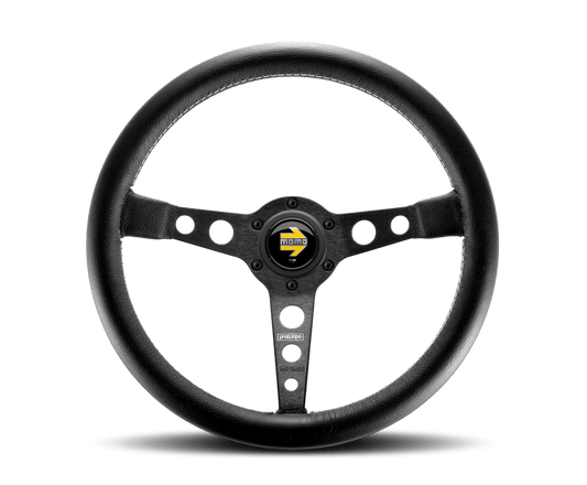 MOMO - Momo Prototipo Steering Wheel 350 mm - Black Leather/Wht Stitch/Black Spokes - Demon Performance