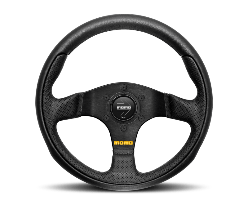 MOMO - Momo Team Steering Wheel 300 mm - 4 Black Leather/Black Spokes - Demon Performance