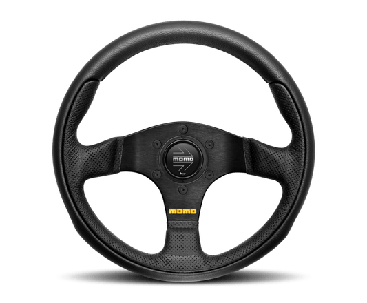 MOMO - Momo Team Steering Wheel 300 mm - 4 Black Leather/Black Spokes - Demon Performance