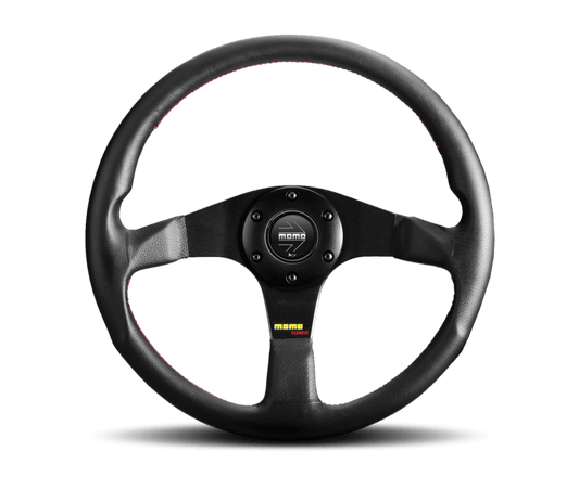 MOMO - Momo Tuner Steering Wheel 350 mm - Black Leather/Red Stitch/Black Spokes - Demon Performance