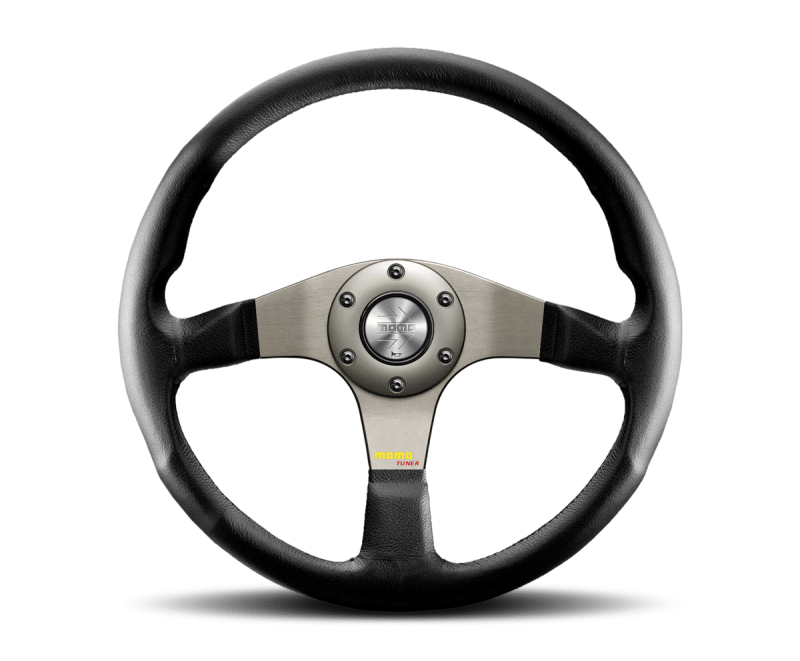 MOMO - Momo Tuner Steering Wheel 350 mm - Black Leather/Red Stitch/Black Spokes - Demon Performance