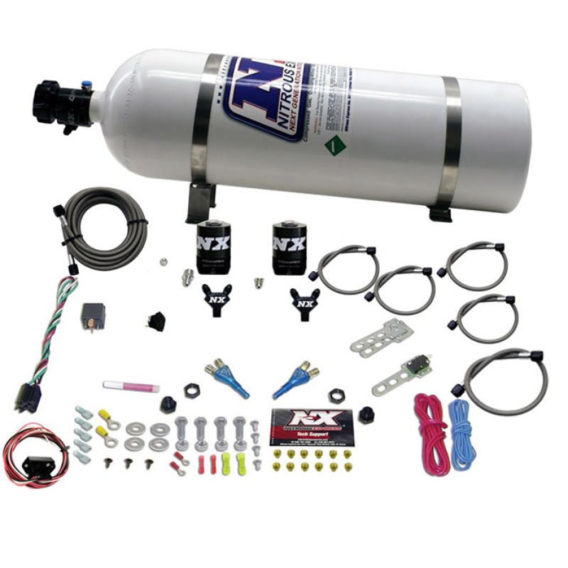 Nitrous Express - Nitrous Express 03 - 18 Nissan 350Z/370Z Dual Nozzle (35 - 150HP) w/15lb Bottle - Demon Performance