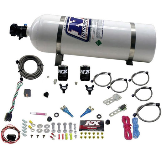 Nitrous Express - Nitrous Express 03 - 18 Nissan 350Z/370Z Dual Nozzle (35 - 150HP) w/15lb Bottle - Demon Performance