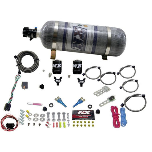 Nitrous Express - Nitrous Express 03 - 18 Nissan 350Z/370Z Dual Nozzle (35 - 150HP) w/Composite Bottle - Demon Performance
