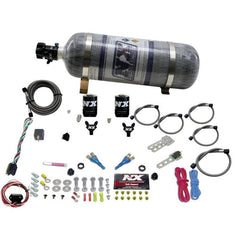 Nitrous Express - Nitrous Express 03 - 18 Nissan 350Z/370Z Dual Nozzle (35 - 150HP) w/Composite Bottle - Demon Performance