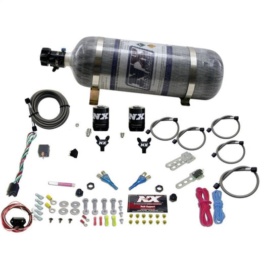 Nitrous Express - Nitrous Express 03 - 18 Nissan 350Z/370Z Dual Nozzle (35 - 150HP) w/Composite Bottle - Demon Performance