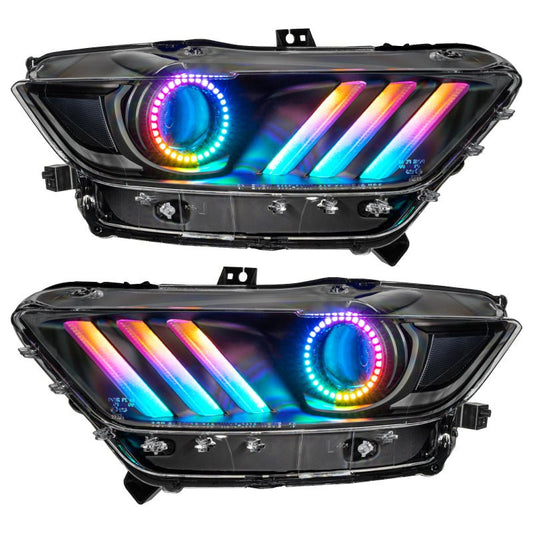 ORACLE Lighting - Oracle 15 - 17 Ford Mustang Dynamic RGB+A Pre - Assembled Headlights - Black Edition - ColorSHIFT - Demon Performance
