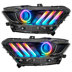 ORACLE Lighting - Oracle 15 - 17 Ford Mustang Dynamic RGB+A Pre - Assembled Headlights - Black Edition - ColorSHIFT - Demon Performance