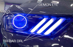 ORACLE Lighting - Oracle 15 - 17 Ford Mustang Dynamic RGB+A Pre - Assembled Headlights - Black Edition - ColorSHIFT - Demon Performance