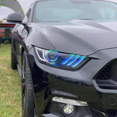 ORACLE Lighting - Oracle 15 - 17 Ford Mustang Dynamic RGB+A Pre - Assembled Headlights - Black Edition - ColorSHIFT - Demon Performance