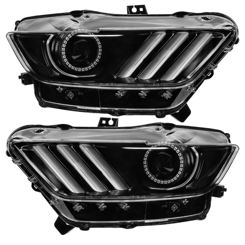 ORACLE Lighting - Oracle 15 - 17 Ford Mustang Dynamic RGB+A Pre - Assembled Headlights - Black Edition - ColorSHIFT - Demon Performance