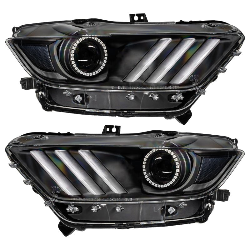 ORACLE Lighting - Oracle 15 - 17 Ford Mustang Dynamic RGB+A Pre - Assembled Headlights - Black Edition - ColorSHIFT - Demon Performance