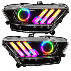 ORACLE Lighting - Oracle 15 - 17 Ford Mustang Dynamic RGB+A Pre - Assembled Headlights - Black Edition - ColorSHIFT - Demon Performance