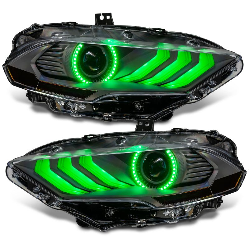 ORACLE Lighting - Oracle Lighting 18 - 23 Ford Mustang Dynamic ColorSHIFT LED Headlights - Black Series - Demon Performance