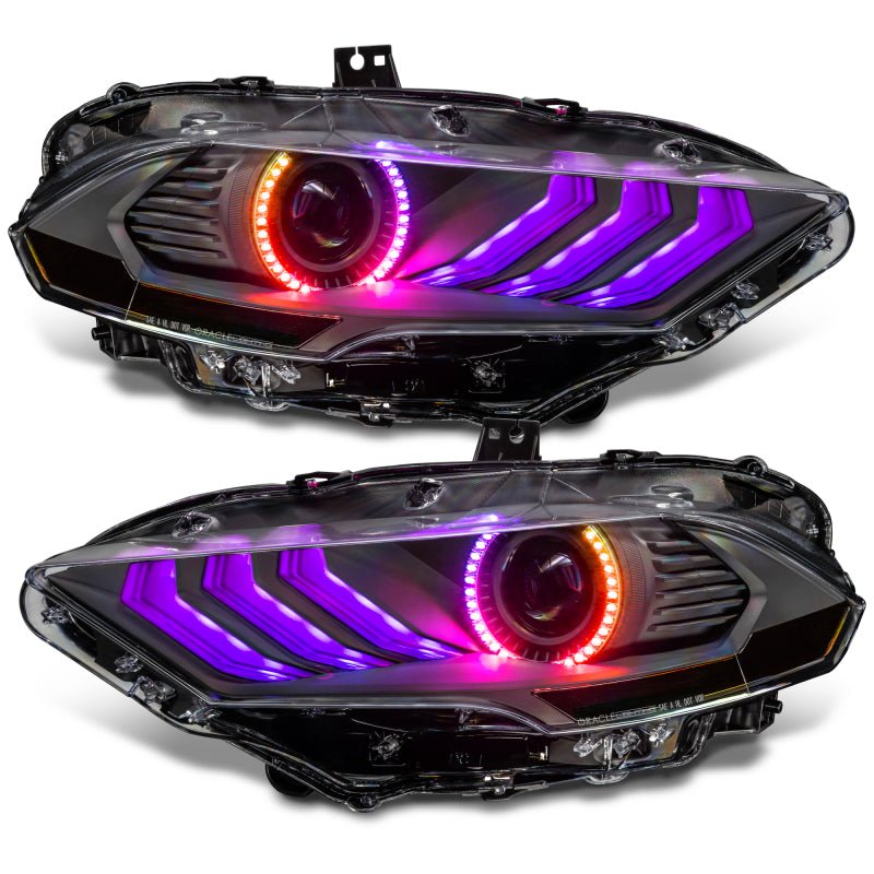 ORACLE Lighting - Oracle Lighting 18 - 23 Ford Mustang Dynamic ColorSHIFT LED Headlights - Black Series - Demon Performance