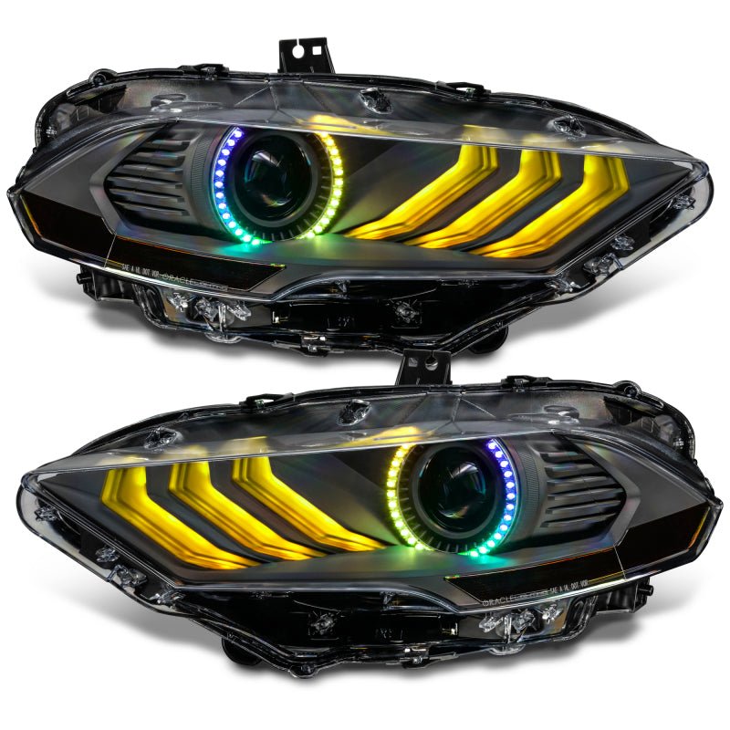 ORACLE Lighting - Oracle Lighting 18 - 23 Ford Mustang Dynamic ColorSHIFT LED Headlights - Black Series - Demon Performance